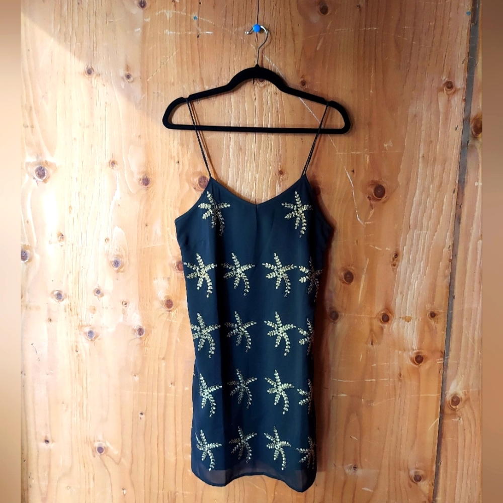 Bonheur D'amour Black Embellished Slip Dress
